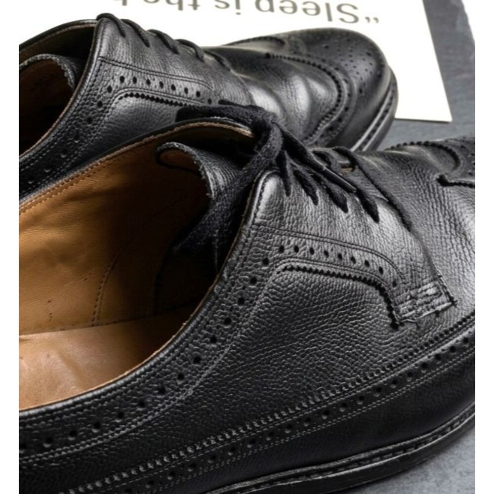 VTG 70s Florsheim Imperial Kenmoor 12 C Black Longwing Blucher Gunboat Men Shoes - Picture 2 of 16